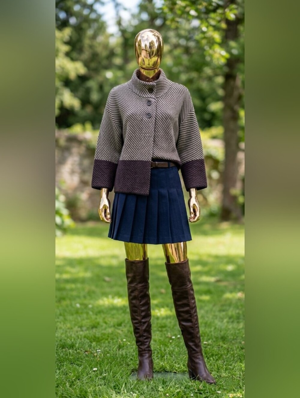 Stylish Unique Grey With Plum Cardigan Sweater 💜